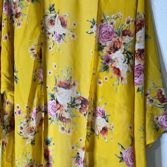 Adora Kaftan Floral Yellow Cover‎ Up Womens Large - Picture 2 of 8
